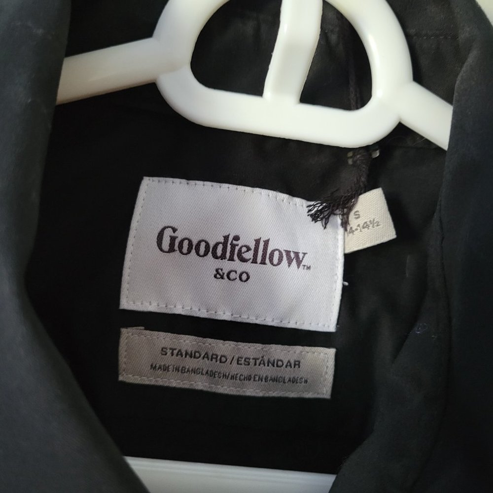 Goodfellow Black Dress Shirt Button Up Men's Small Long Sleeve Collard NWT - Picture 2 of 6